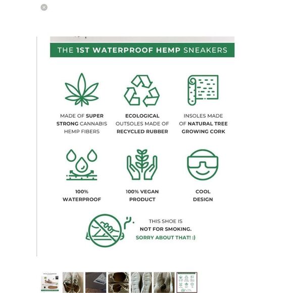 Dope Kicks￼ Waterproof Hemp Sneakers Men’s Size 11 - Picture 5 of 10